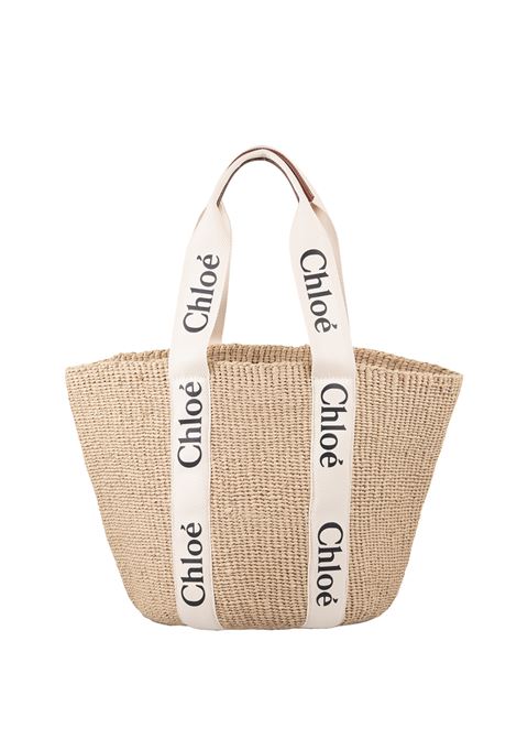 CHLOÉ Borsa Cesto Grande Woody In Rafia Con Nastri Chloé - CHLOÉ Convenienza