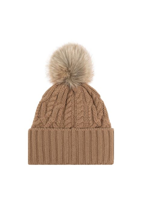 MONCLER Berretto Beige In Lana e Cashmere Con Pompon - MONCLER Sconto
