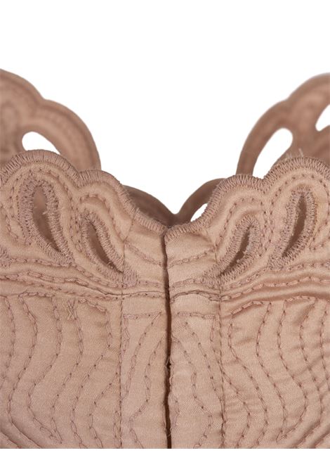 ERMANNO SCERVINO Top Bra In Satin Di Seta Rosa Con Ricami - ERMANNO SCERVINO Vendita Economica