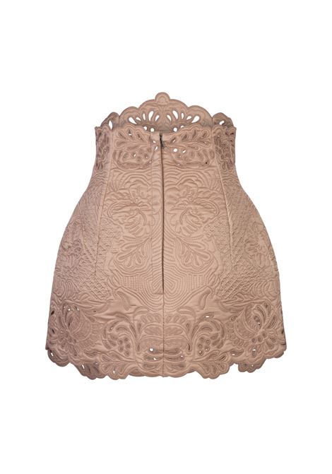 ERMANNO SCERVINO Minigonna In Satin Di Seta Rosa Con Ricami - ERMANNO SCERVINO Saldi Di Fabbrica