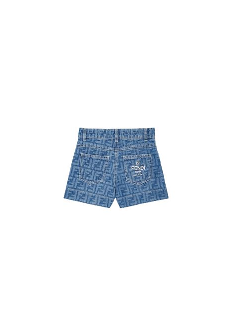 FENDI KIDS Shorts In Denim FF Blu Medio - FENDI KIDS Acquista Ora