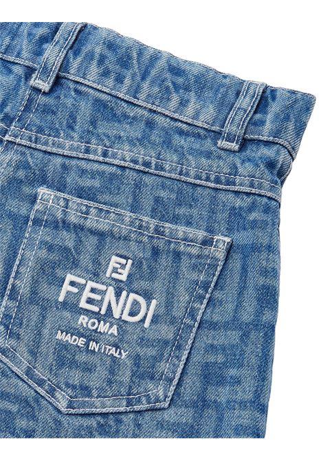 FENDI KIDS Shorts In Denim FF Blu Medio - FENDI KIDS Acquista Ora