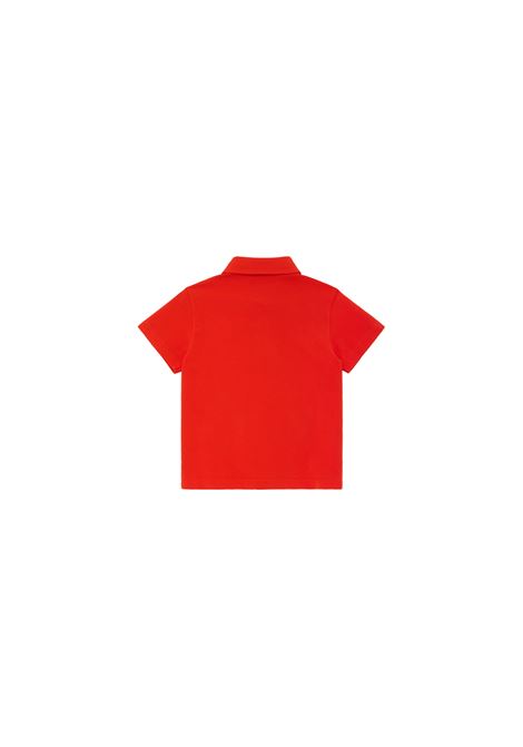FENDI KIDS Polo In Piquet Di Cotone Rosso Gesso Con Bollo Bianco - FENDI KIDS Shopping Online