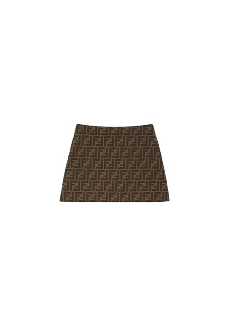 FENDI KIDS Gonna Marrone Con Logo e Motivo FF - FENDI KIDS Affare Del Giorno