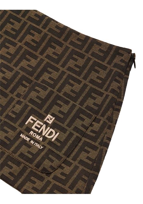 FENDI KIDS Gonna Marrone Con Logo e Motivo FF - FENDI KIDS Affare Del Giorno