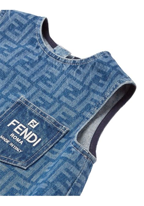 FENDI KIDS Abito Smnaicato In Denim FF Blu Medio - FENDI KIDS Convenienza
