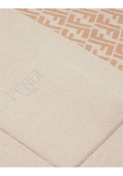 FENDI KIDS Sciarpa Reversibile Beige Con Logo FF - FENDI KIDS In Vendita