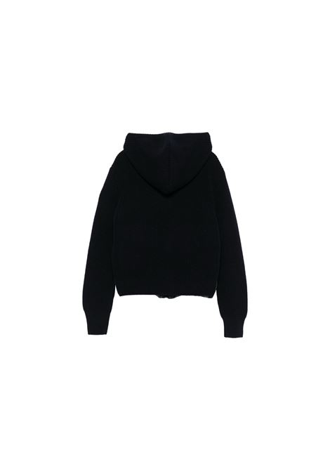 MONCLER ENFANT Cardigan Imbottito In Maglia Blu Con Zip e Cappuccio - MONCLER ENFANT Saldi Di Fabbrica
