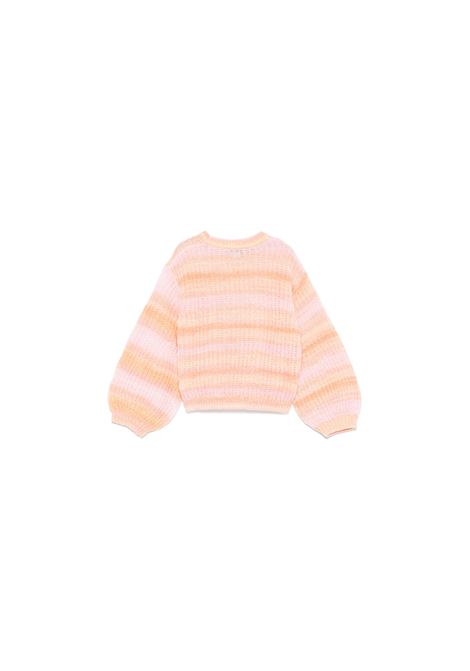 STELLA MCCARTNEY KIDS Pullover in Maglia Rosa Pesca a Righe Arcobaleno - STELLA MCCARTNEY KIDS In Saldo