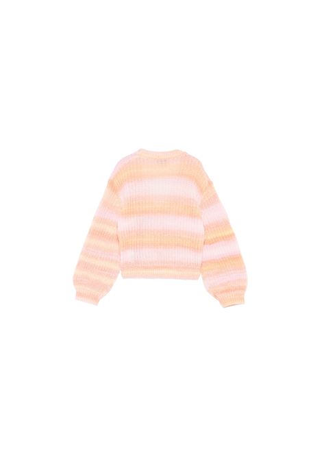STELLA MCCARTNEY KIDS Cardigan in Maglia Rosa Pesca a Righe Arcobaleno - STELLA MCCARTNEY KIDS Nuova