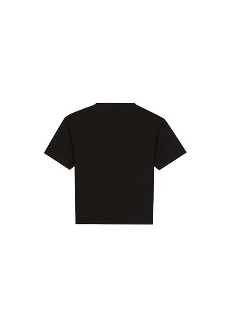 DOLCE & GABBANA KIDS T-Shirt Nera Con Stampa Floccata - DOLCE & GABBANA KIDS Vendita