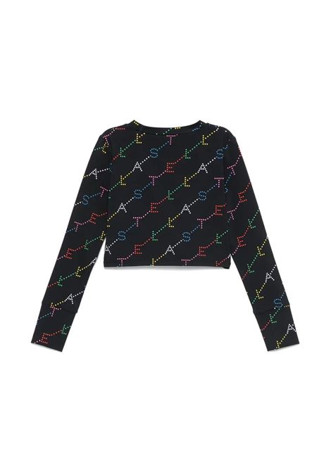 STELLA MCCARTNEY KIDS T-Shirt Nera Con Logo Multicolore All-Over - STELLA MCCARTNEY KIDS Affare Del Giorno