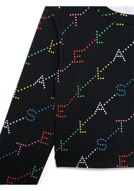 STELLA MCCARTNEY KIDS T-Shirt Nera Con Logo Multicolore All-Over - STELLA MCCARTNEY KIDS Affare Del Giorno