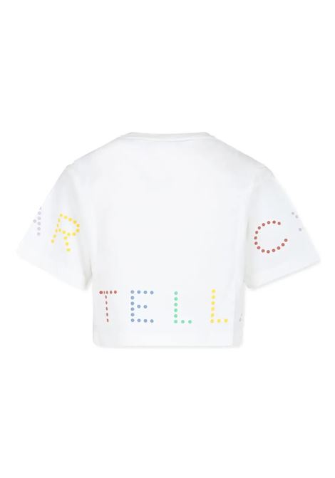 STELLA MCCARTNEY KIDS T-Shirt Cropped Bianca Con Logo Multicolore - STELLA MCCARTNEY KIDS Sottocosto