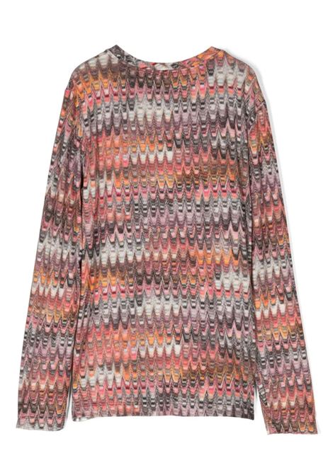 MISSONI KIDS T-Shirt In Viscosa Stretch Con Motivo Zigzag Multicolore - MISSONI KIDS Vendita Economica