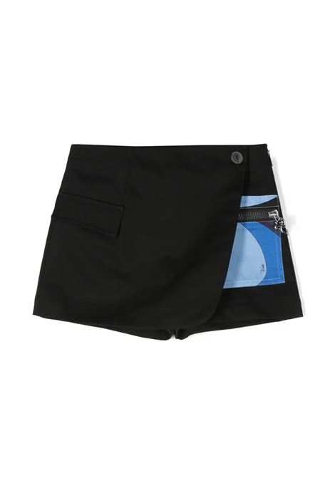 EMILIO PUCCI JUNIOR Shorts-Gonna Neri Con Tasca Stampata - EMILIO PUCCI JUNIOR Nuovo