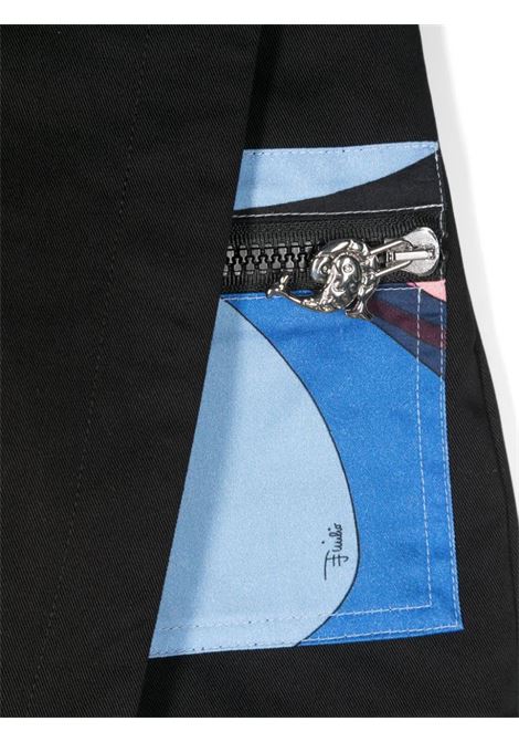 EMILIO PUCCI JUNIOR Shorts-Gonna Neri Con Tasca Stampata - EMILIO PUCCI JUNIOR Nuovo