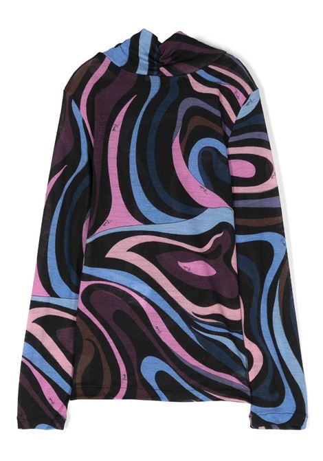 EMILIO PUCCI JUNIOR Dolcevita In Lana Con Stampa Onde - EMILIO PUCCI JUNIOR Promozione