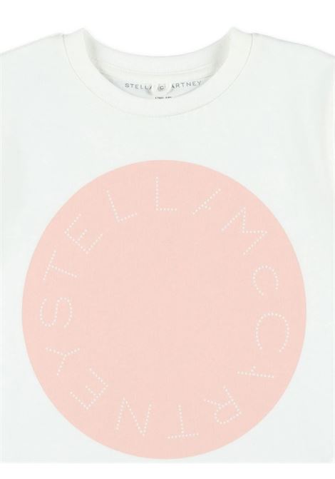 STELLA MCCARTNEY KIDS T-Shirt Bianca Con Logo Circolare Rosa - STELLA MCCARTNEY KIDS Qualità Garantita