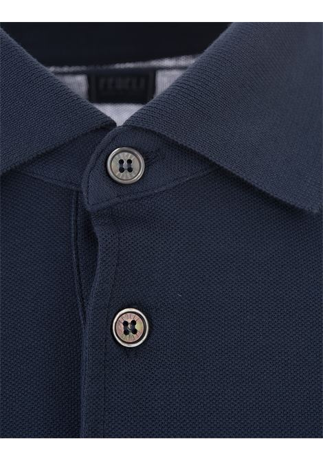 FEDELI Polo In Leggero Piquet Di Cotone Blu Scuro - FEDELI Shopping Online