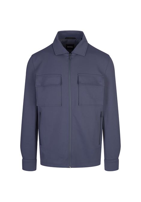 BOSS Sovracamicia Blu Con Zip - BOSS Presa