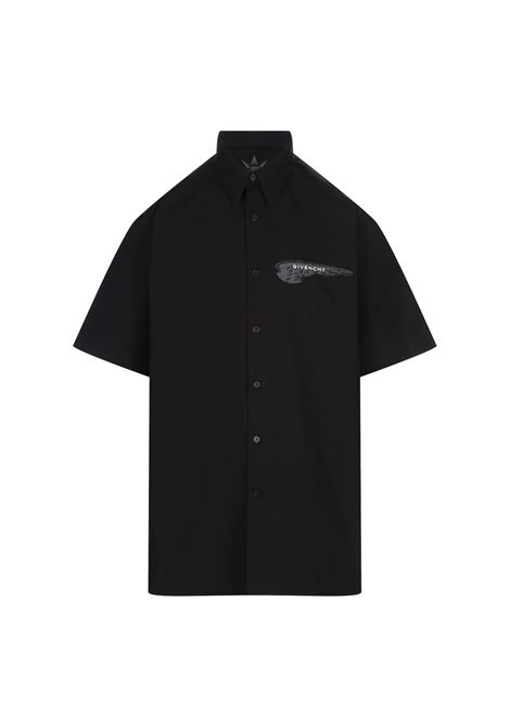 GIVENCHY Camicia Nera Con Stampa Logo Con Ali - GIVENCHY Economico