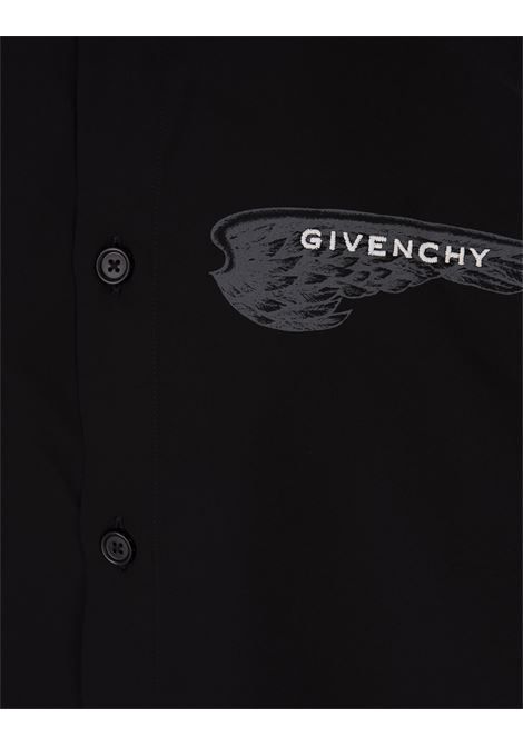 GIVENCHY Camicia Nera Con Stampa Logo Con Ali - GIVENCHY Economico