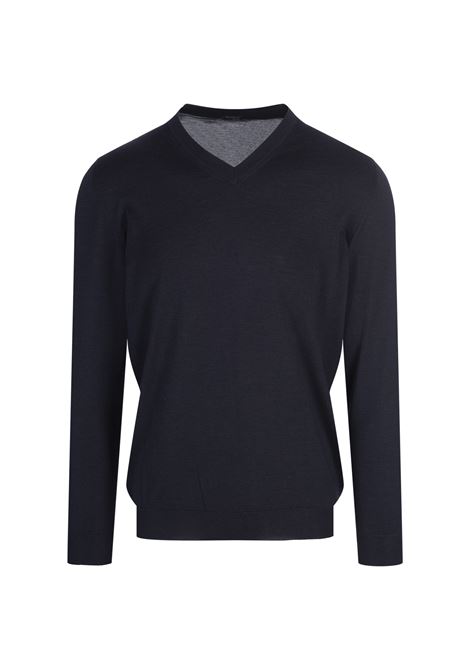 KITON Pullover Scollo a V In Seta e Cashmere Blu - KITON Saldi