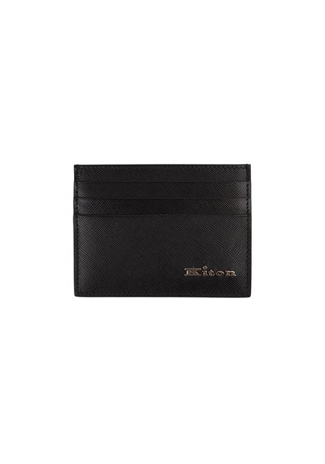 KITON Portacarte Nero Con Logo Argentato - KITON Vendita Calda