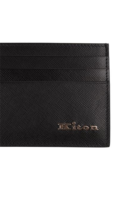 KITON Portacarte Nero Con Logo Argentato - KITON Vendita Calda