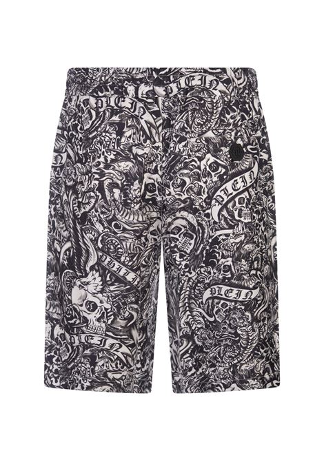 PHILIPP PLEIN Silk Cool Kid Shorts Tattoo - PHILIPP PLEIN Nuova