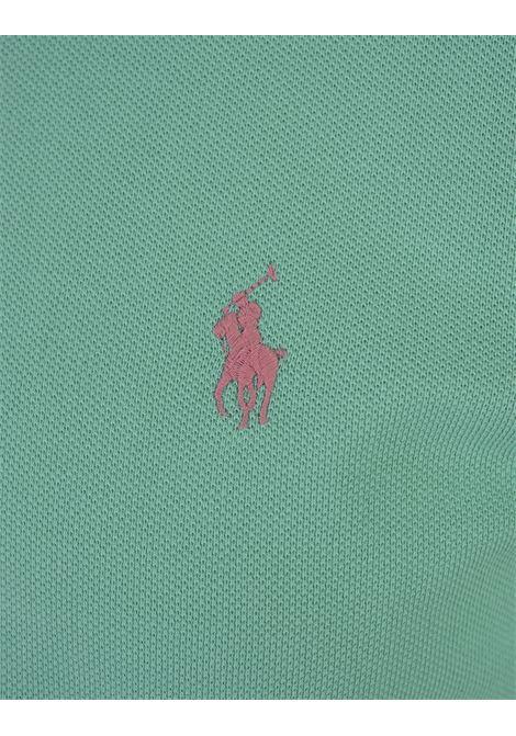 RALPH LAUREN Polo in Piquet Slim-Fit Verde Tramonto e Rosa - RALPH LAUREN Economico