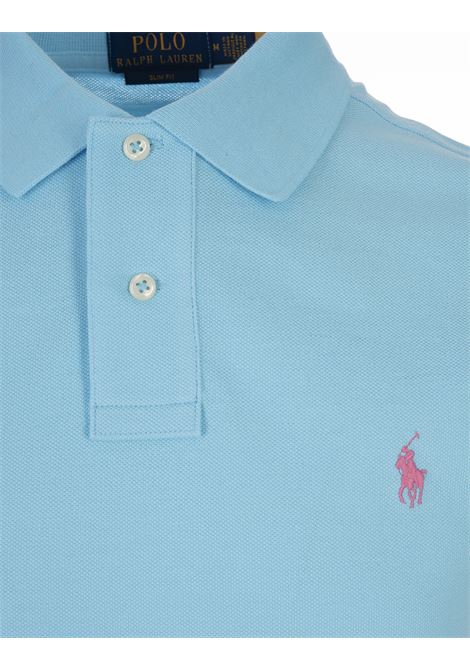 RALPH LAUREN Polo in Piquet Slim-Fit Turchese e Rosa - RALPH LAUREN Offerte