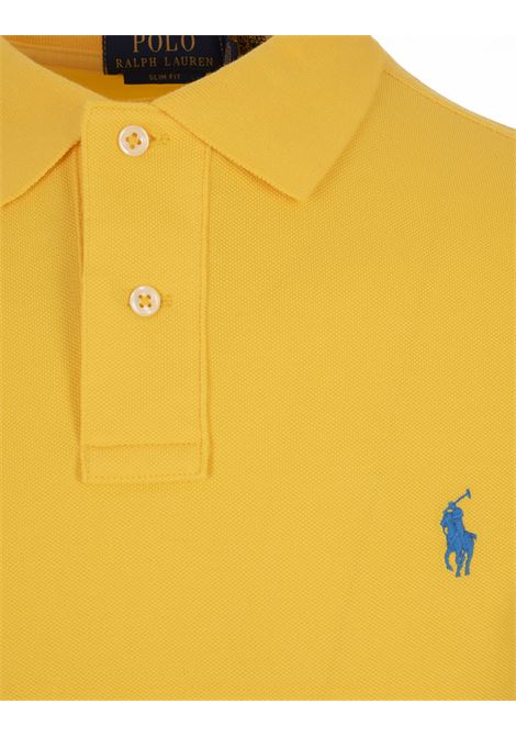 RALPH LAUREN Polo in Piquet Slim-Fit Giallo Oasi e Blu - RALPH LAUREN Hotsell