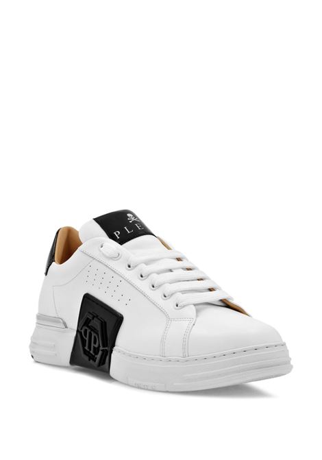 PHILIPP PLEIN Low-Top Leather Sneakers Phantom Kick$ Bianche - PHILIPP PLEIN Vendite Flash