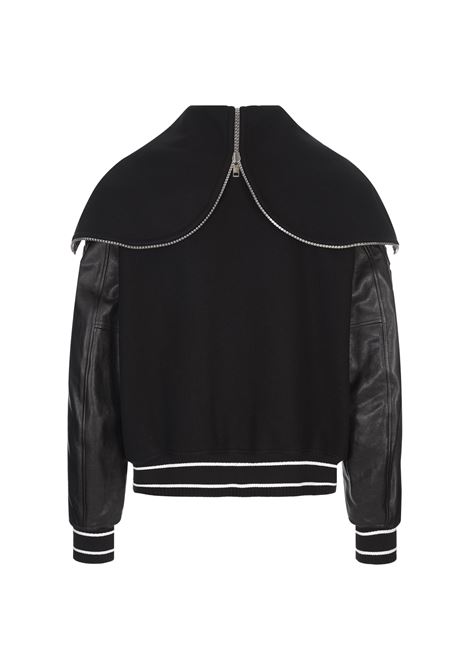 GIVENCHY Bomber Nero In Lana e Pelle Con Cappuccio - GIVENCHY Pezzi Unici
