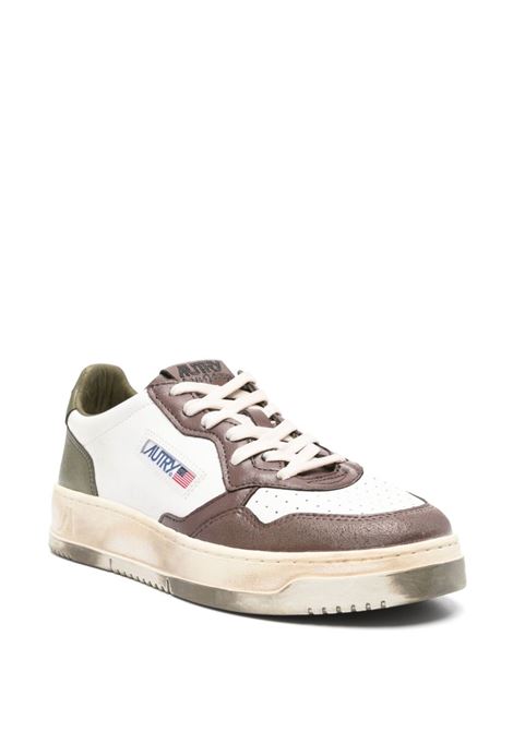 AUTRY Sneakers Medalist Low Super Vintage In Pelle Bianca Verde e Marrone - AUTRY Negozi Online