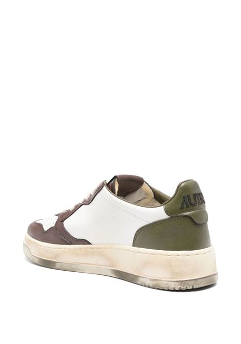 AUTRY Sneakers Medalist Low Super Vintage In Pelle Bianca Verde e Marrone - AUTRY Negozi Online