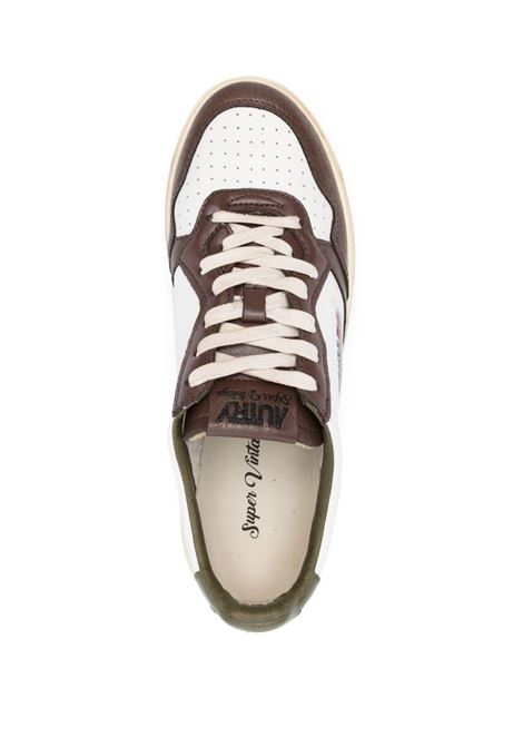 AUTRY Sneakers Medalist Low Super Vintage In Pelle Bianca Verde e Marrone - AUTRY Negozi Online