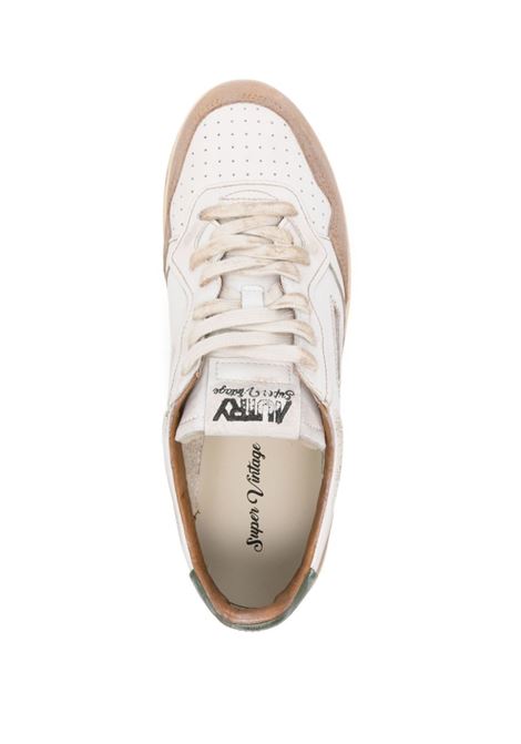 AUTRY Sneakers Medalist Super Vintage Bianche Con Inserti In Suede Verde e Cognac - AUTRY Consegna Veloce