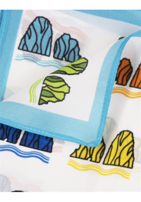 813 (OTTO TREDICI) Pochette In Seta Con Pattern Faraglioni in Azzurro/Multicolore - 813 (OTTO TREDICI) Novità