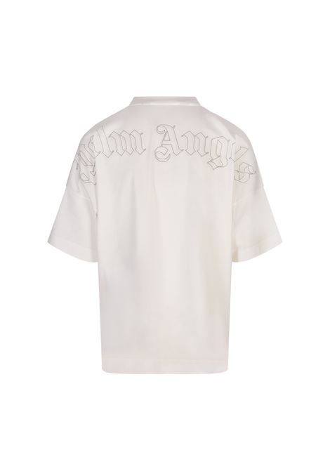 PALM ANGELS T-Shirt Bianca Con Monogram Ricamato - PALM ANGELS Consegna Veloce