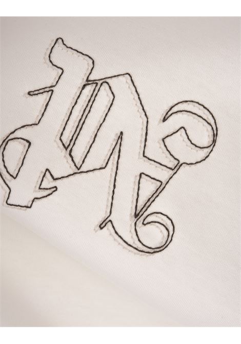 PALM ANGELS T-Shirt Bianca Con Monogram Ricamato - PALM ANGELS Consegna Veloce