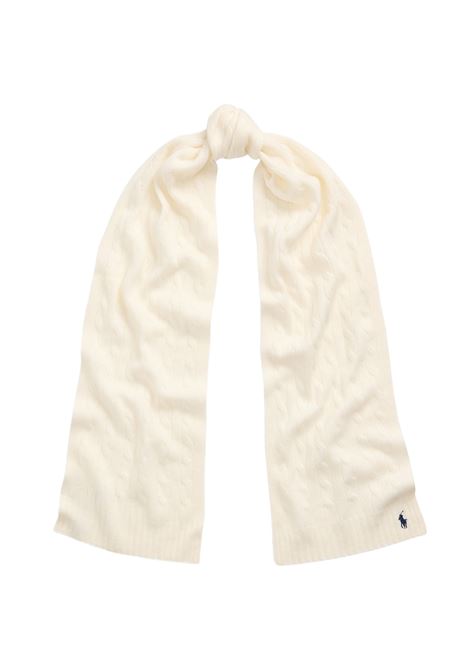 RALPH LAUREN Sciarpa In Lana e Cashmere a Trecce Bianca - RALPH LAUREN Presa