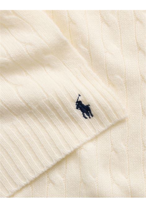 RALPH LAUREN Sciarpa In Lana e Cashmere a Trecce Bianca - RALPH LAUREN Presa