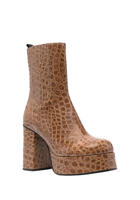 ETRO Stivaletti Platform In Pelle Stampata Marrone - ETRO Offerta