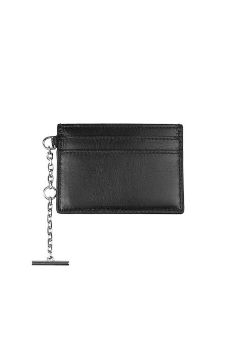 ALEXANDER MCQUEEN Portacarte Sling In Nero e Argento - ALEXANDER MCQUEEN Nuova