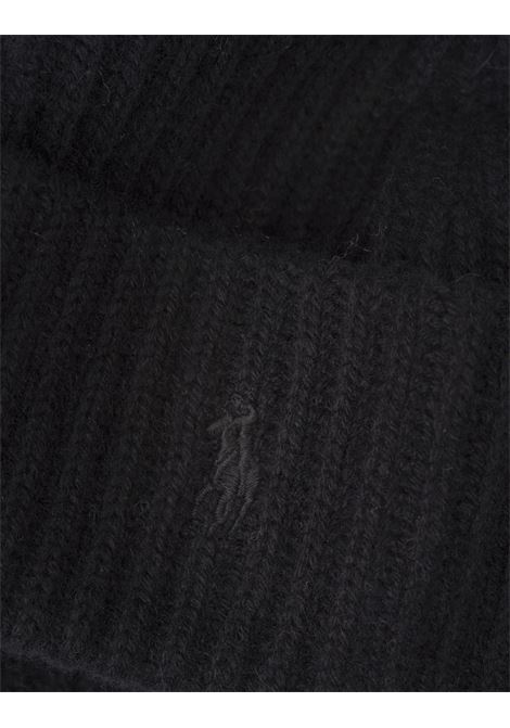 RALPH LAUREN Berretto Nero In Lana e Cashmere Con Pony Ricamato - RALPH LAUREN Latest fashion