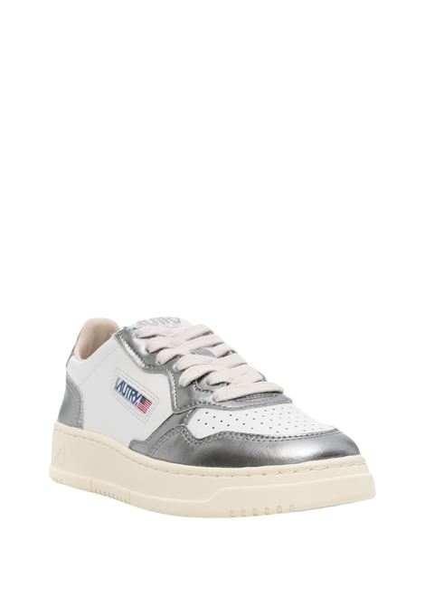 AUTRY Sneakers Medalist Low In Pelle Bianca e Metallizzata Steel - AUTRY Promozione