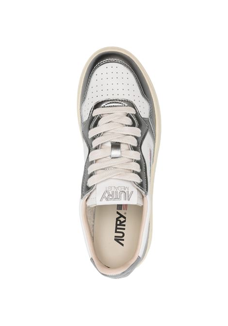 AUTRY Sneakers Medalist Low In Pelle Bianca e Metallizzata Steel - AUTRY Promozione